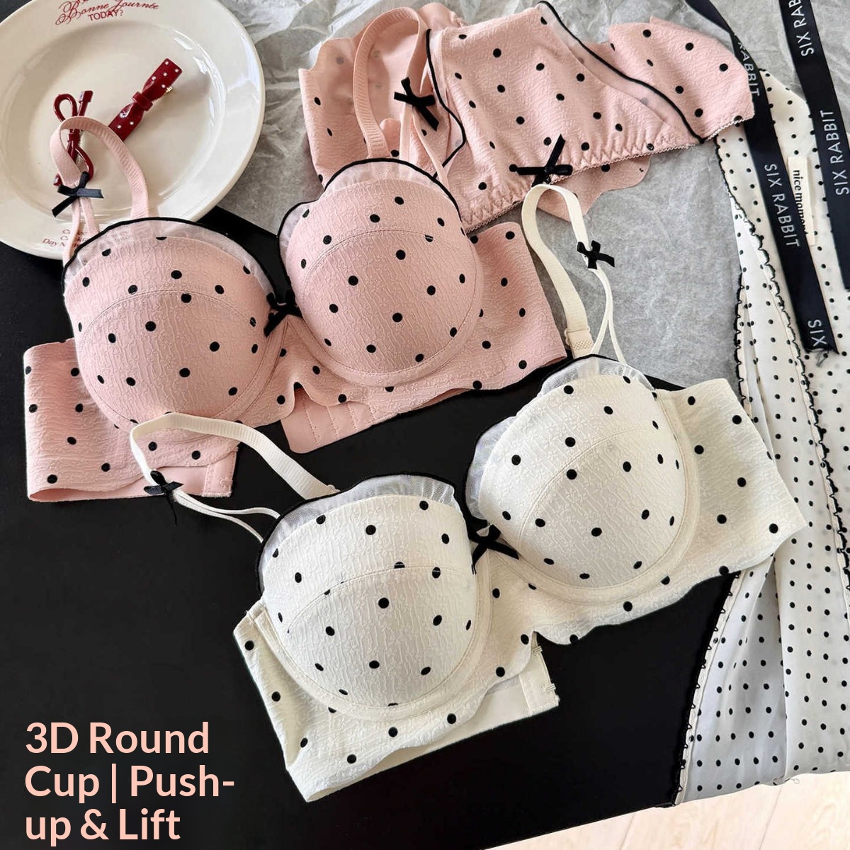 ชุดชั้นในลูกไม้ลายจุดแบบสองชิ้ - Cotton Bra Everyday บทวิจารณ์และราคา